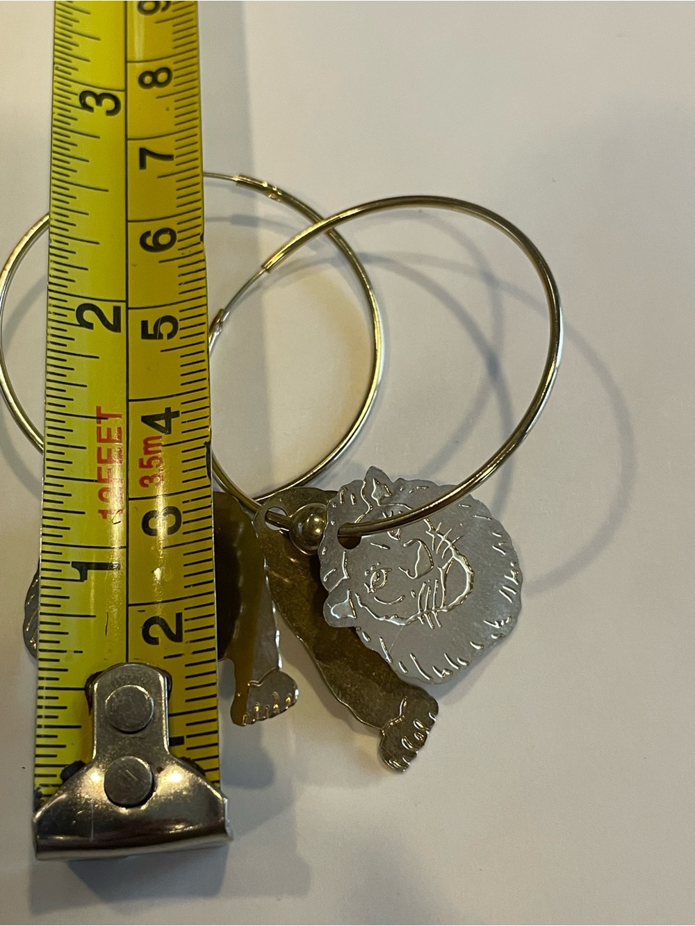 Vintage Lion Gold Tone Dangling Hoop Pierced Earrings #0263 👑 BEST PRICE - Picture 5 of 10